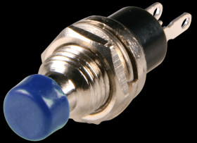 Miniature push button, ON 0.5 A, 250 VAC, blue