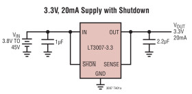 3μA I, 20mA, 45V Low Dropout Fault Tolerant Linear Regulators