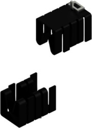 Clip-on heatsink, (L x W x H) 19.05 x 14.5 x 16.75 mm, 21 K/W, black anodized, 10006496