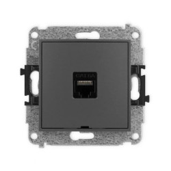 ICON Mechanizm gniazda komputerowego pojedynczego 1xRJ45, kat. 6A, 8-stykowy, bez pola opisowego grafitowy mat 28IGKBO-7