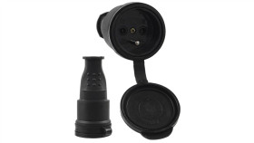 Gniazdo Gumowe Czarne 16A 230V Ip44 Hermetyczne