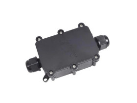 Prostokątna puszka instalacyjna IP68, 2 wloty + złącze 4 torowe