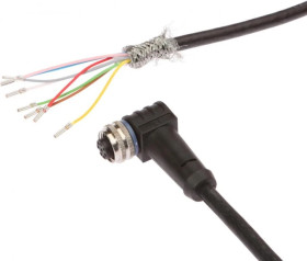 VKA05A21, Kabel połączeniowy, 10m, M12 żeński 8pin kątowy, 8x0,25mm², PUR, Ø6,6mm, 30V, -25-90C, IP67, Ekranowany, Silikon