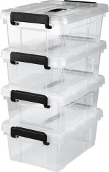 easymaxx 15016 pojemniki magazynowe przeźroczysty, czarny 4 szt.
