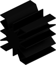 LED heatsink, (L x W x Ø x H) 50 x 51 x 26 x 51.5 mm, 2.2 to 0.95 K/W, black anodized, 10020388