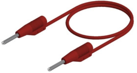 Measuring lead with (2 mm plug, rigid, straight) to (2 mm plug, rigid, straight), 500 mm, red, PVC, 0.5 mm², CAT O, 973595101