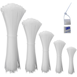 Quadrios 23CA241 UV-Proof Cable Ties White 520 pcs With Adhesive Base