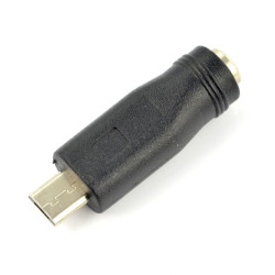 Adapter gniazdo 5,5/2,1mm - wtyk microUSB