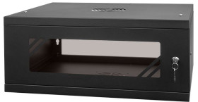 Szafa wisząca 19" 4U, 450mm, drzwi szklane, czarna