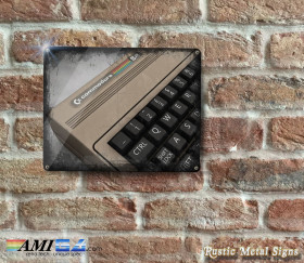 Rustic looking 3D Rendered 'Bread bin' Commodore 64 - Metal Sign