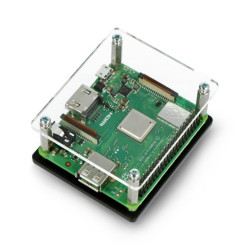 Obudowa Raspberry Pi 3 A+ czarno-przezroczysta otwarta