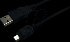 CU0014 USB 2.0 cable, USB-A/M to Mini-USB/M, black, 1.8 m