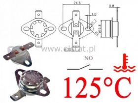 Termostat bimetaliczny 250VAC 10A 125°C poziomy NO