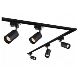 Szynoprzewód z reflektorami, czarny (1,90 + 1,90m szyny + 5szt.reflektorów+ końcówka+zaślepka+kątownik ) system szynowy EDO