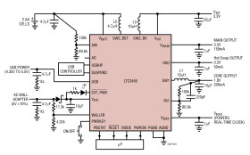 2-Cell, Multi-Output DC/DC Converter with USB Power Manager