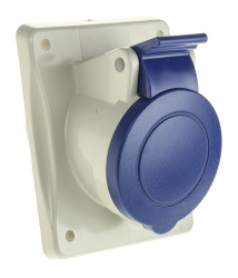 Wzmocnione złącze zasilania 16A Gniazdo 230 V 2P + E Żeński Scame Niebieski Montaż na panelu IP44