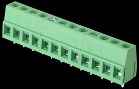 CTB0102/12 Solderable screw terminal block - 12-pin, RM 5 mm, 90°.