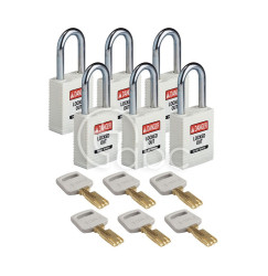 Kłódka LOTO SafeKey nylonowa, szekla stalowa 38 mm, biała (6 szt.), 150292