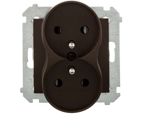 Simon 54 Nature Gniazdo podwójne z/u z przesłonami brąz mat DGZ2MZN.01/46