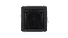 Deco Gniazdo Bryzgoszczelne Z/U (Klapka Dymna) Czarny Mat 12Dgpb-1Zdp