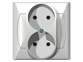 AKCENT Gniazdo podwójne bez uziemienia biały GP-2A/00 OSPEL