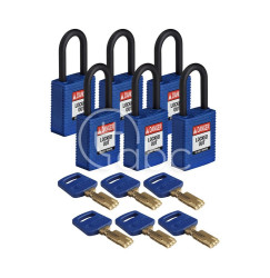 Kłódka LOTO SafeKey nylonowa, szekla 38 mm, niebieska (6 szt.), 150221
