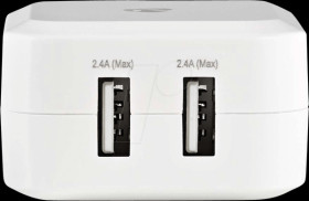 WCHAU484AWT USB-Charger, 5 V, 4800 mA, white, 2-Port