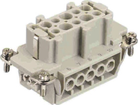 Socket contact insert, 10B, 10 pole, screw connection, with PE contact, 09365102701