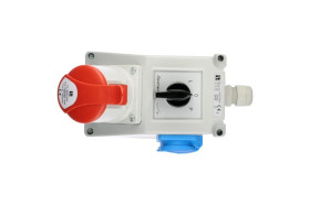 Zestaw instalacyjny z gniazdem 32A 5P+2P+Z (L-0-P) czerwony ZI05R461