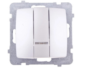 KARO Łącznik potrójny z podświetleniem srebrny perłowy ŁP-13SS/m/43