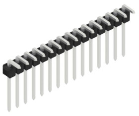 Pin header, 15 pole, pitch 2.54 mm, angled, black, 10053041