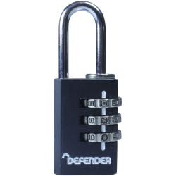 Defender DFCOMBI20 Black Die-Cast Combination Padlock 20mm