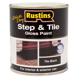 Rustins STBLW250 Quick Dry Step &amp; Tile Paint Gloss Black 250ml