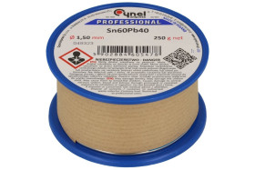 Spoiwo lutownicze; 1,5mm; szpulka 0,25kg; LC60/1,50/0,25/bt; ołowiowe; Sn60Pb40; Cynel; drut; bez topnika; cyna