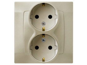 KARO Gniazdo podwójne z uziemieniem schuko IP-20 zaciski gwintowe ecru perłowy GP-2SS/42 OSPEL