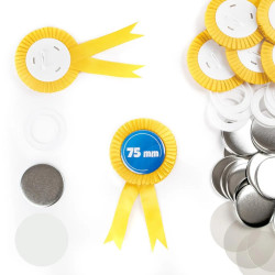 Kotylion z przypinką 75mm żółty – zestaw 50 szt.