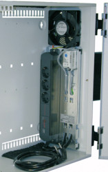 Plug and play module, with fan/3-socket/distribution box/mains cable/protective earth conductor kit, for VARI 2000, 213-030-41