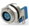 Socket, 5 pole, solder connection, screw locking, angled, 6-1437719-0