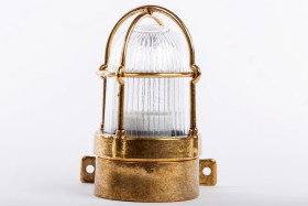 KINKIET mosiężny 43, E27, 40W, klosz przeźroczysty-szkło, IP64, siatka mosiężna A43