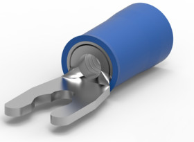 Insulated forked cable lug, 1.25-2.0 mm², AWG 16 to 14, 3.18 mm, M3, blue, 52934-1