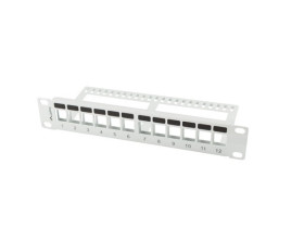 PATCH PANEL PUSTY 12 PORT 1U 10 Z ORGANIZEREM DO MODUŁÓW KEYSTONE SZARY LANBERG