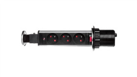 Gniazdo Meblowe Fi6cm, 3X250v Ac Wysuwane Z Blatu Z Blokadą I Przewodem 1,8M...