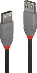 Kabel USB LINDY LINDY 0,5m USB 2.0 Typ A m/f Anthra Line 36701, USB-A na USB-A, 0.50 m