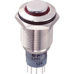 LAS2GQH-11E/R/12V/N/P 16mm IP67 Vandal Resistant Switch SPST, On-On, Red LED
