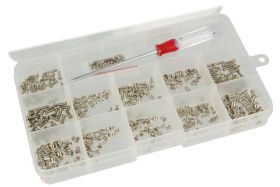 Zestaw śrub; A-SNP-360; M2; M2,5; M3; 3÷10mm; stożkowy; stal ocynkowana; ze śrubokrętem