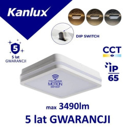 Plafoniera LED z czujnikiem BENO 24-30W CCT-L-SEW max 3490lm 3000-4000K ciepła/neutralna IP65 IIkl. 5 lat gwar. biały 38781
