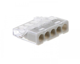 Szybkozłączka samozaciskowa bezgwintowa MINI do drutów (0,2 do 2,5 mm²), 5 tory, PC215S transparentna 89243000 /100 szt./
