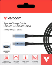 Charging cable, USB-C/USB-C, 1.2m, blackSync&amp;Charge, 240W, 40GBit/s, LED Anzeige
