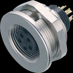 09 0412 00 04 Flange socket M9, series 712, 4-pin, unshielded, solder, IP67