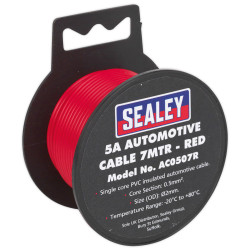 Sealey AC0507R Automotive Cable 5A 7mtr Red